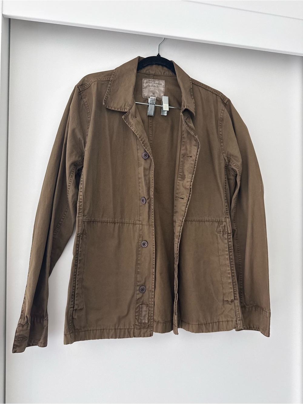 Abercrombie & Fitch Y2K olive brown utility jacket with button closure